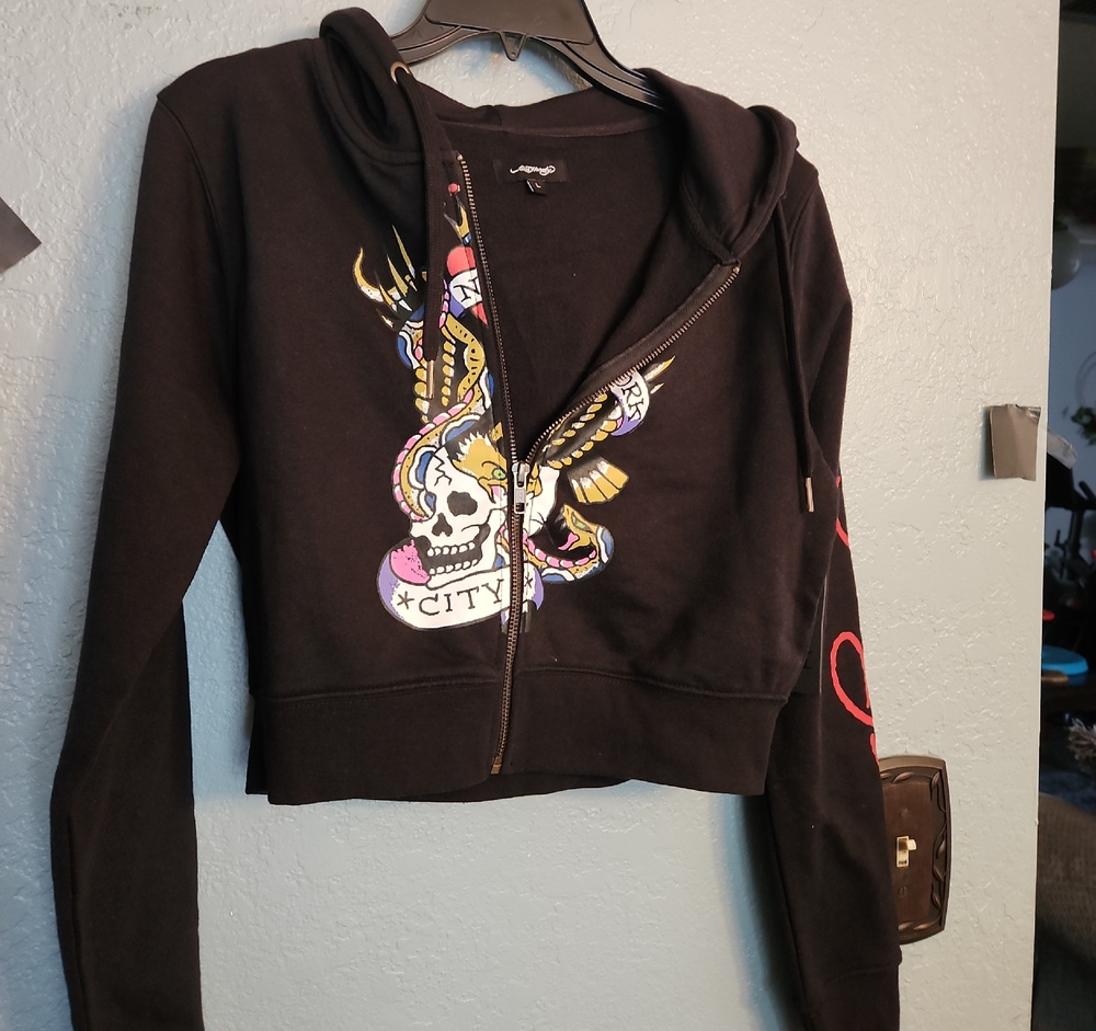 Ed Hardy Black Skull Graphic Hoodie